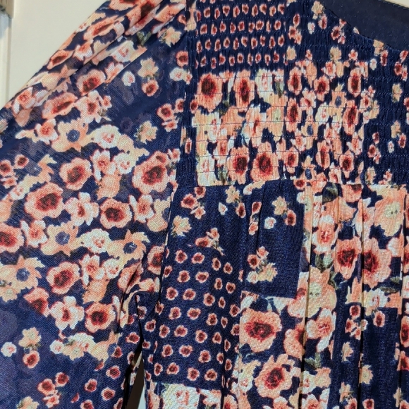 Navy Floral Patchwork Blouse - Picture 7 of 7